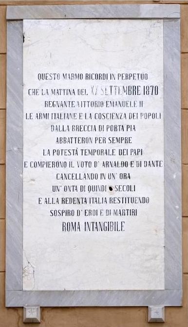 Lapide XX settembre - Porta Pia - Roma