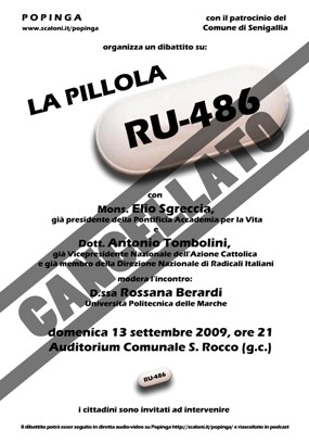 Pillola RU 486: il dibattito del 13 settembre è stato cancellato